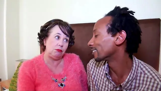 Dark-haired Granny In England Made Love By Big Black Prick
