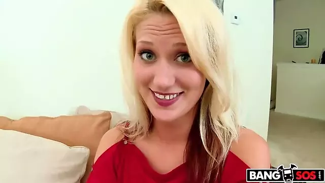 Blondie swallows a nice mouthful