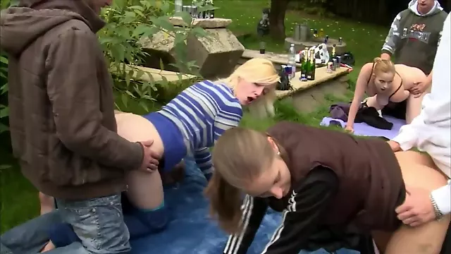 Czech Group Sex During Garden Party