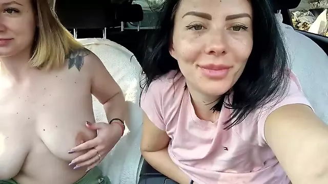 Aunt and her friend masturbating in my car